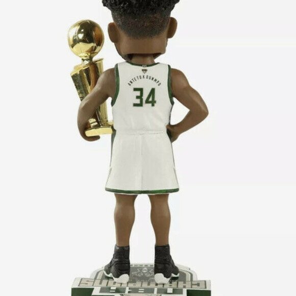 2021 BUCKS GIANNIS ANTETOKOUNMPO NBA CHAMPS TROPHY BOBBLEHEAD FOCO NIB - In Hand - Picture 9 of 10